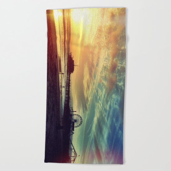 Photography + Color - Santa Monica Sunset Beach Towel