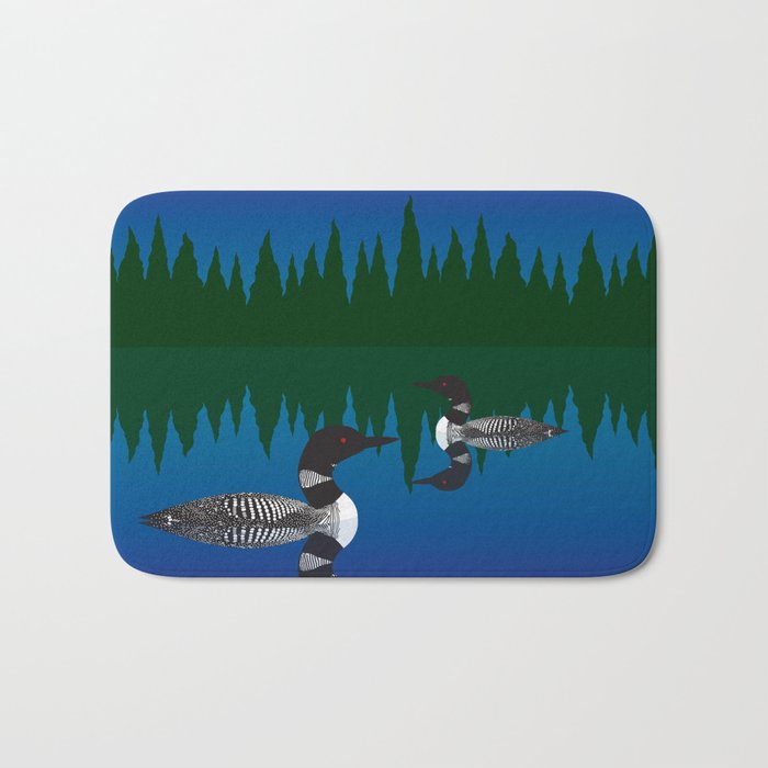 Loons in a Woodland Lake Bath Mat