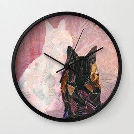 Collage Cats - Watching Butterflies Wall Clock
