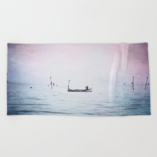 The Lonely Man and The Infinite Sea Color Version Beach Towel