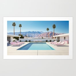 Pink Chairs By The Pool Palm Springs Art Print
