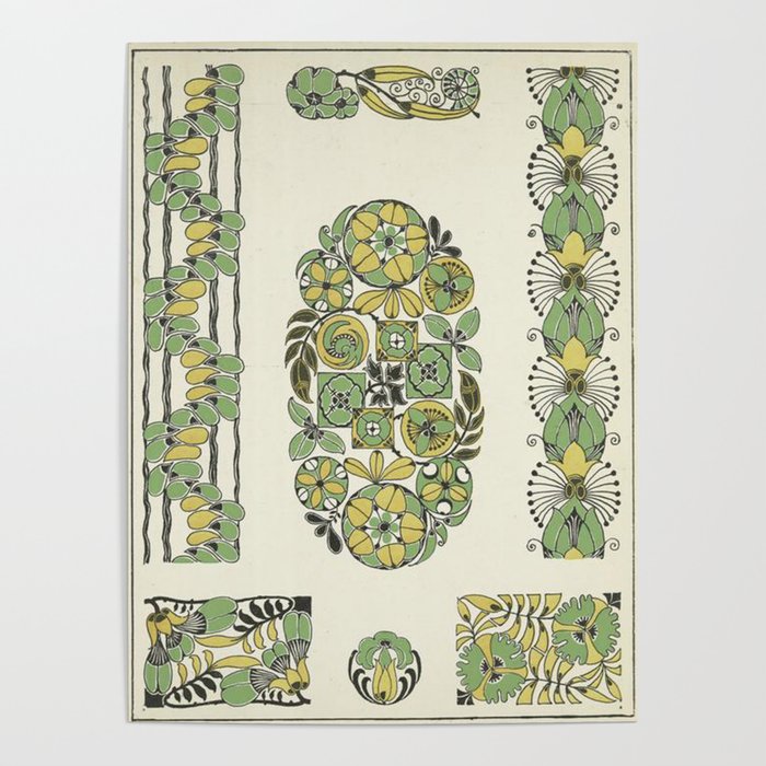 Vintage ornate floral pattern Poster