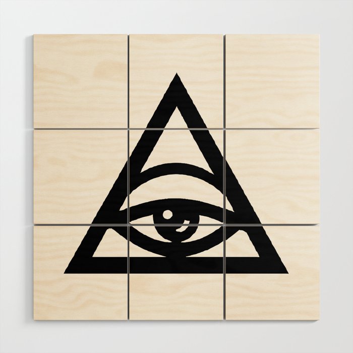 Tired illuminati eye pyramid Wood Wall Art