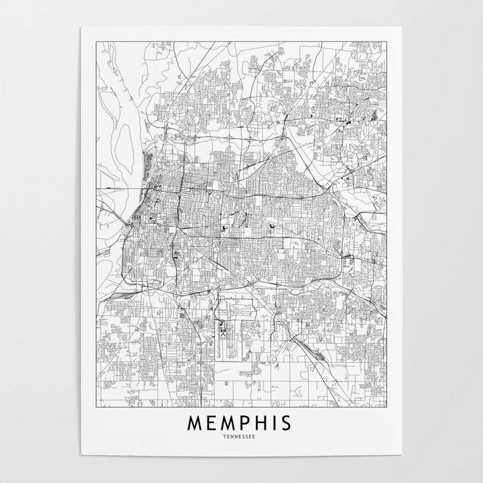 Memphis White Map Poster