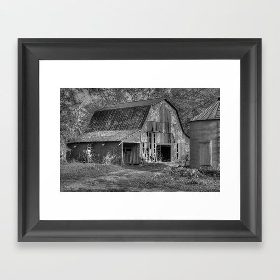 Old Barn in Black and White Framed Art Print