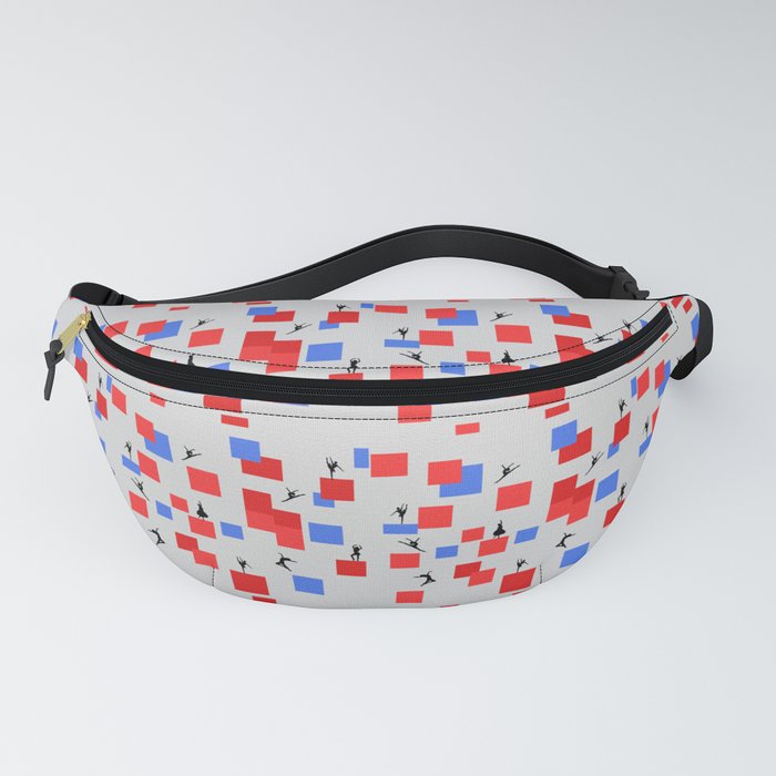 Dancing like Piet Mondrian - Composition in Color A. Composition with Red, and Blue on the light grey background Fanny Pack