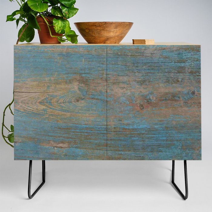 old blue wooden board Credenza