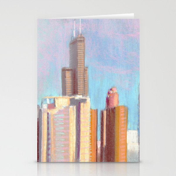 October Sunset: Chicago Skyline Stationery Cards