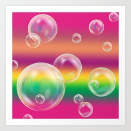 soap bubbles colored background Art Print