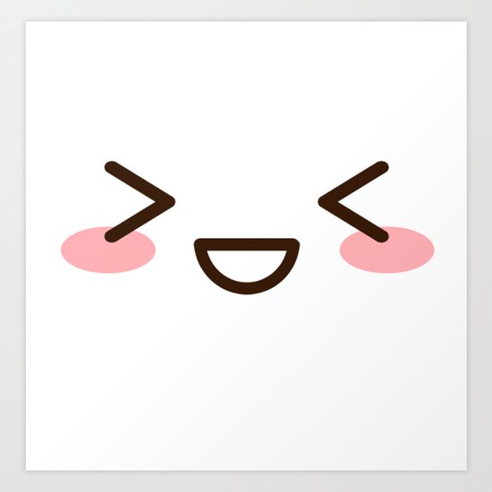 CUTE ANIME JAPANESE EMOJI/EMOTICON EXCITED FACE Art Print by Poser_Boy |  Society6