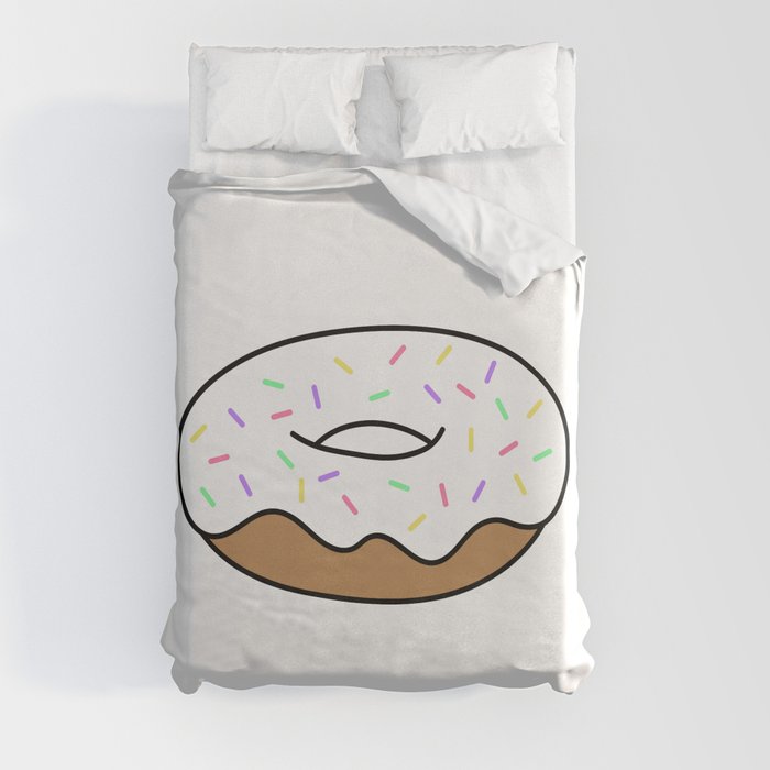 Vanilla Donut with Rainbow Sprinkles Duvet Cover