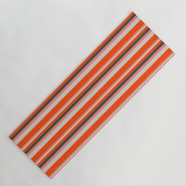 [ Thumbnail: Dark Slate Gray, Salmon, Light Grey & Red Colored Pattern of Stripes Yoga Mat ]