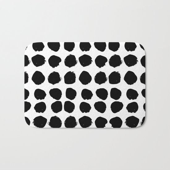Florence - black and white minimal modern abstract home decor art india ink brushstroke boho trendy Bath Mat