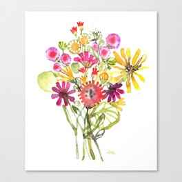Flower Bouquet Watercolor Painting Canvas Print