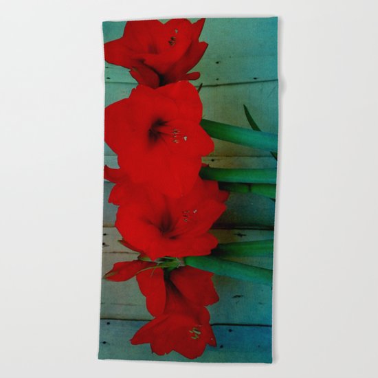 Red Lily Beach Towel