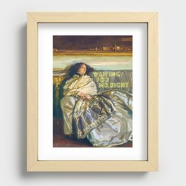 Waiting for Mr.right Meme Funny Sticker Recessed Framed Print