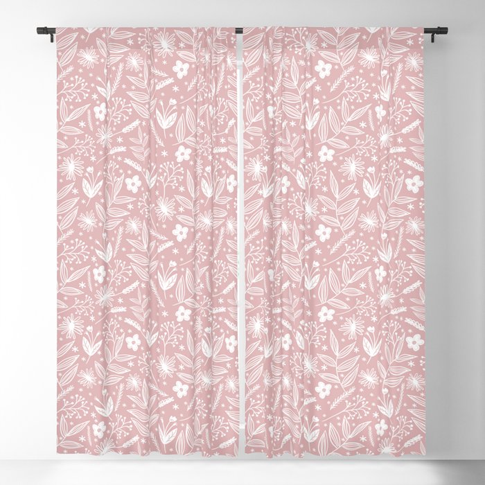 Pink Meadow Blackout Curtain