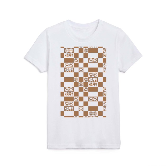 HAPPY Checkerboard (Milk Chocolate Brown Color) Kids T Shirt