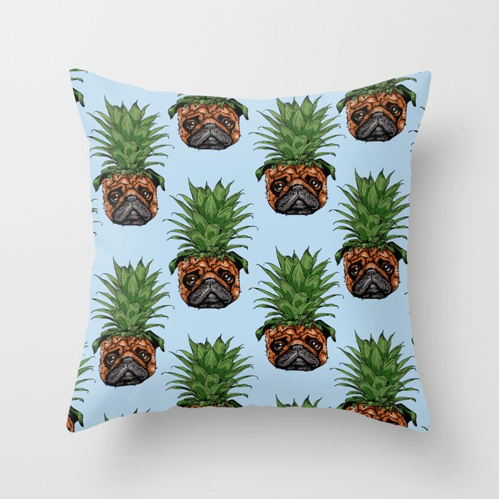 Pineapple Pug Throw Pillow