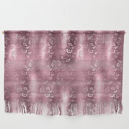 Pink Floral Brushed Metal Texture Wall Hanging