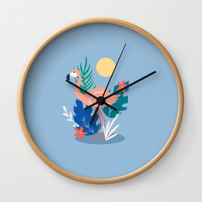 Summer Flamingo Wall Clock