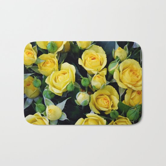 Bright Yellow Roses Bath Mat
