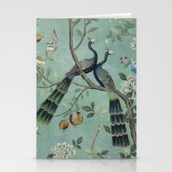 A Teal of Two Birds Chinoiserie Stationery Cards