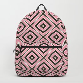 Pink Black and White Square Geometric Design Backpack