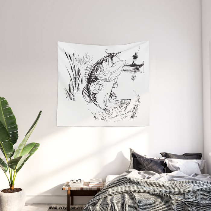 ABAKUHAUS Fishing Tapestry, Various Type of Fishing Baits Hobby Leisure  Passtime Sports Hooks Catch Elements, Wall Hanging for Bedroom Living Room  Dorm, 60 W X 40 L, Multicolor : : Home & Kitchen