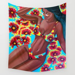 On the Blanket of Flowers Wall Tapestry