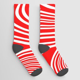 Groovy Psychedelic Swirly Trippy Funky Candy Cane Abstract Digital Art Socks