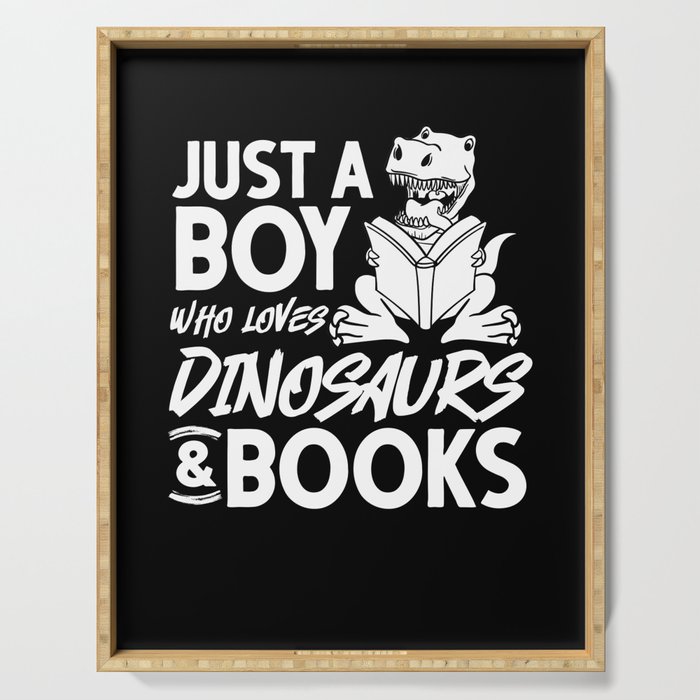 Dinosaur Book Reading Rex Read Funny Reader Serving Tray
