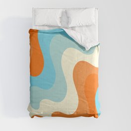 Vintage Summer Palette Mid-Century Minimalist Waves Abstract Art Comforter