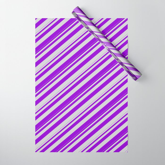 Dark Violet and Light Gray Colored Lines Pattern Wrapping Paper