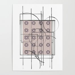 White Blush Pattern Flower Design Poster