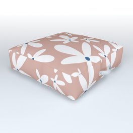 Quirky Floral Pattern in Pink, Blue and White Outdoor Floor Cushion