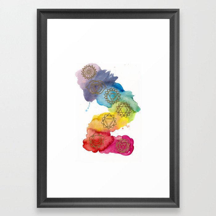 7 Chakras Watercolour Painting Framed Art Print By