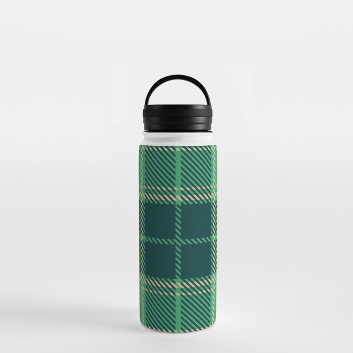 Green Square Pattern Water Bottle