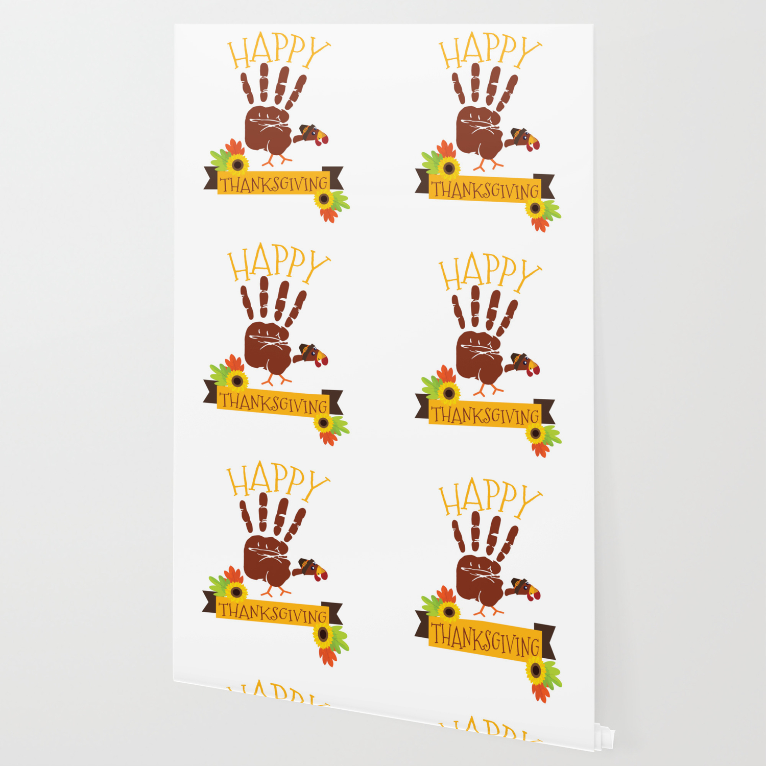 Hand Print Turkey Cute Happy Thanksgiving Wallpaper By Bubltees