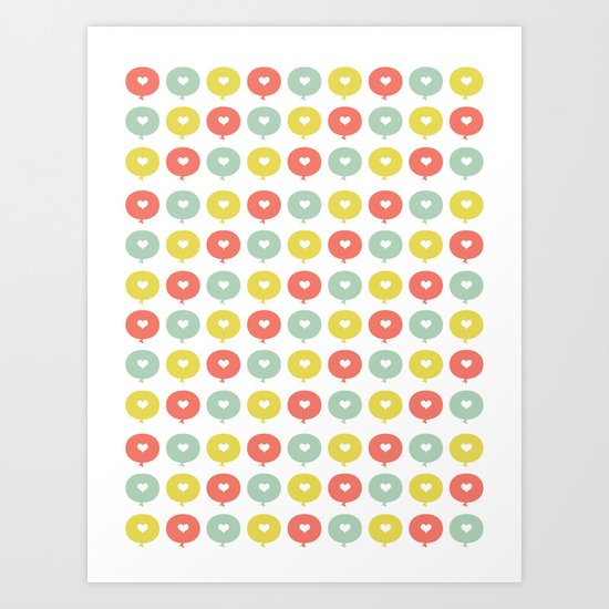 Balloon Hearts Art Print