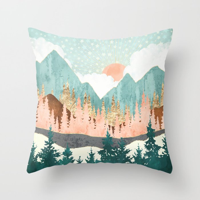 Winter Forest Vista Throw Pillow