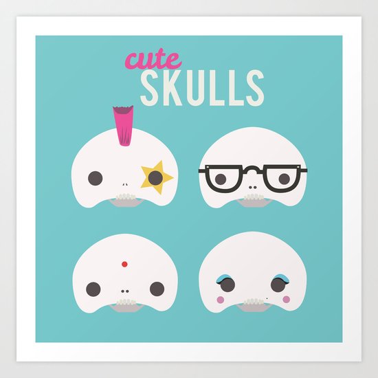 Cute skulls Art Print