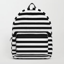 Narrow Horizontal Stripe: Black and White Backpack | Stripe, Blackandwhite, Timeless, Pattern, Graphicdesign, Halloween, Black And White, Digital, Basic, Classic 