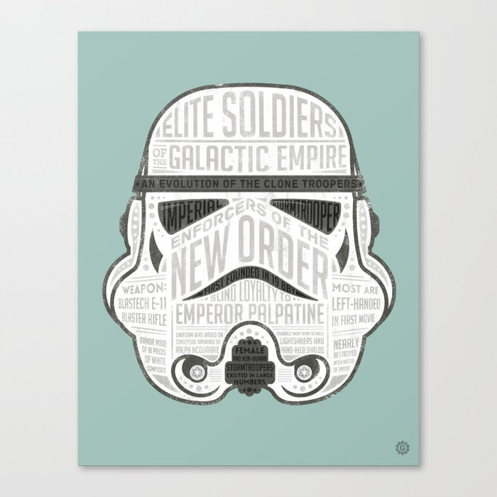 Stormtrooper Typographic Helmet Chock Full Of Trivia Canvas Print