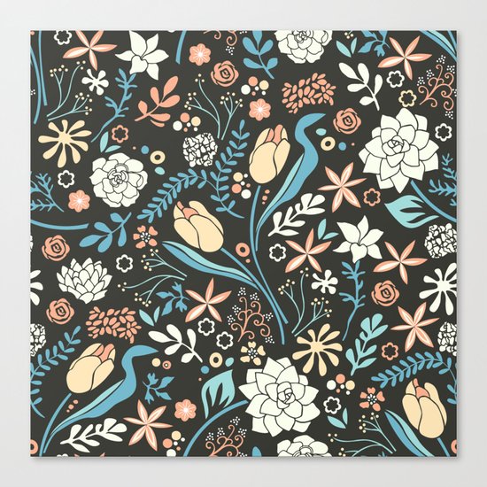 Tulip flowerbed, blue Canvas Print