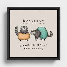 Raccoons Wearing Baggy Pantaloons Framed Canvas