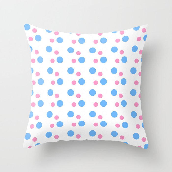 new polka dot 23 - blue and pink Throw Pillow
