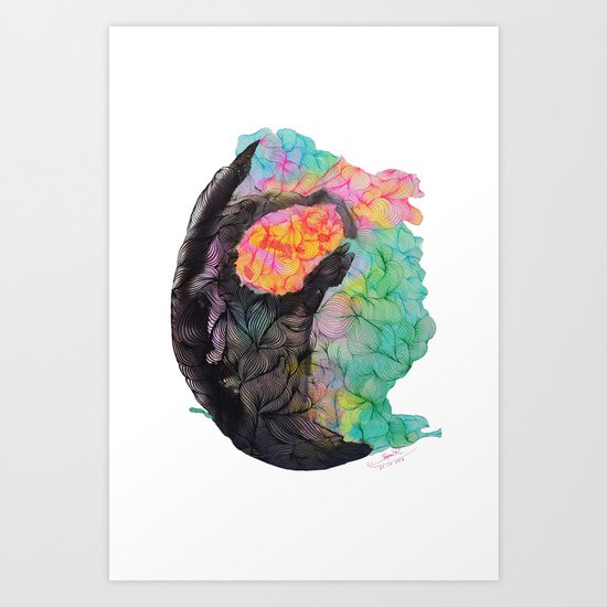 Pink doodle in circle Art Print