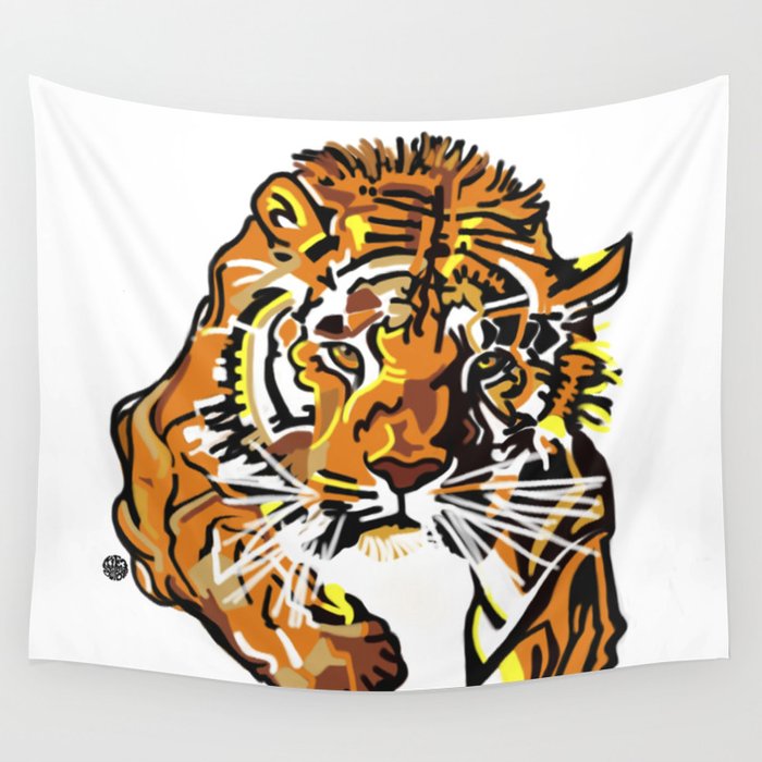 Tigre PAINTING ILLUSTRATIONS Wall Tapestry
