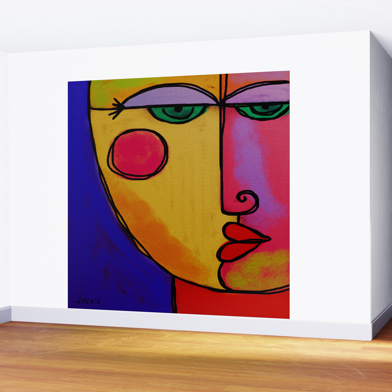 Colorful Abstract Face Digital Painting Wall Mural By Jackieludtke Society6